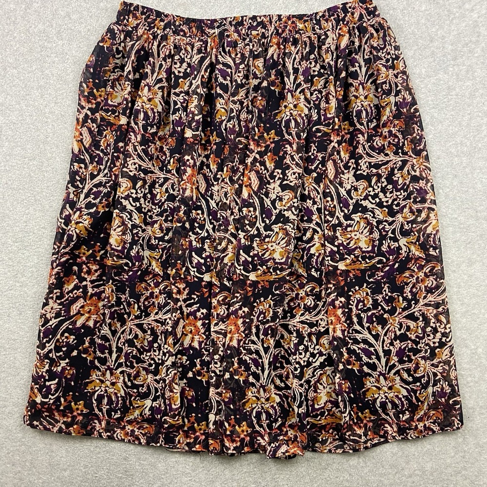 Liz Claiborne Skirt Womens Medium Chiffon Midi Pleated Elastic Waist Floral